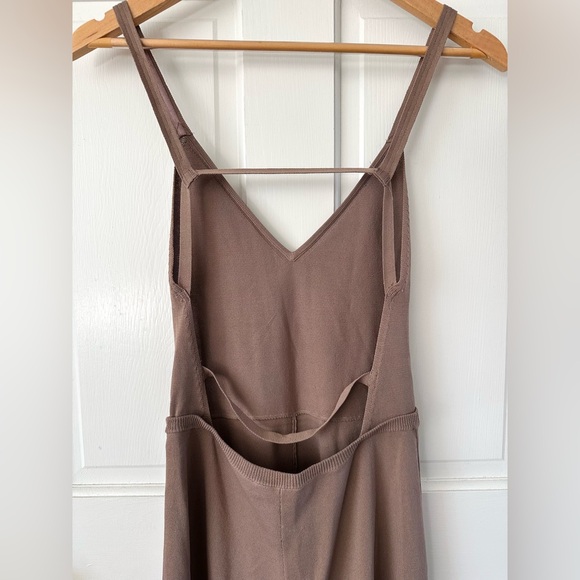 ZARA Backless Tan Knit V-neck Maxi Dress Strappy Open Back Size S - Picture 5 of 10